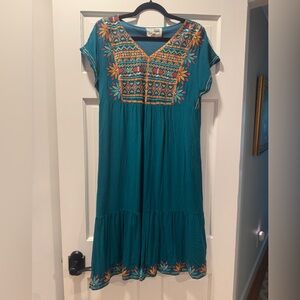 Savanna Jane Green Ruffled Tiered Midi Dress